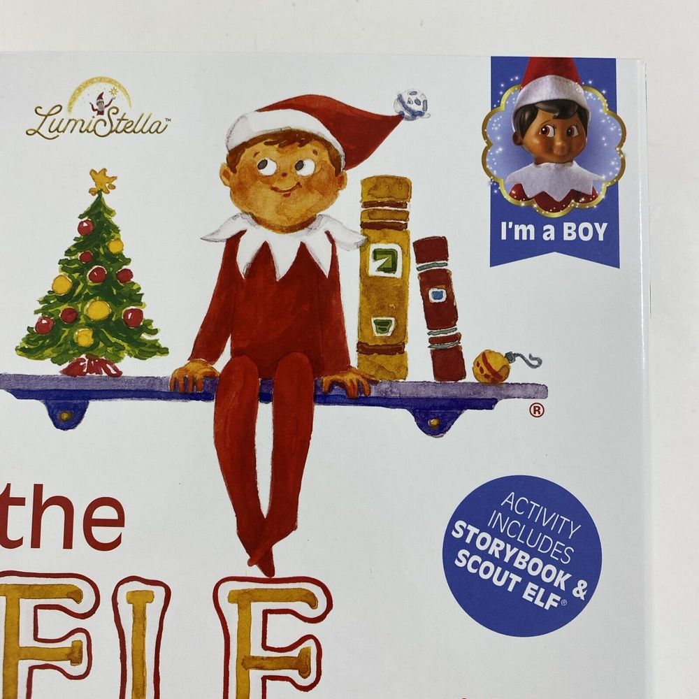 Elf On The Shelf Brown Eyed Dark Skin Boy Doll Figure And Story Book Boxed New - Picture 3 of 10